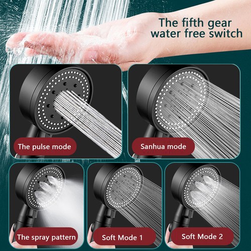 5Modi Duschkopf Hochdruck Handbrause Duschbrause Wassersparend mit 1.5m Schlauch - Bild 3 von 13