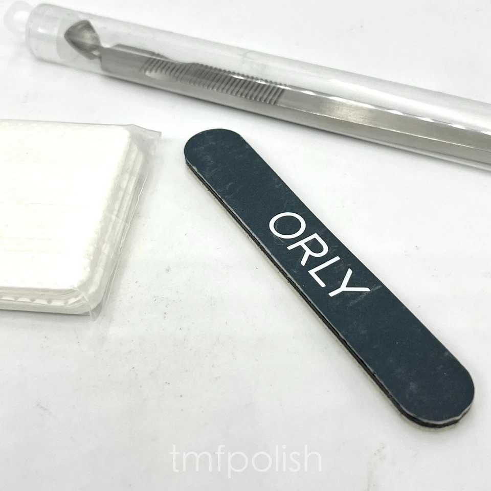 Nuevo empujador de cutículas Orly y removedor de esmalte en gel/mini lima de uñas/toallitas para uñas Foto 2 de 4