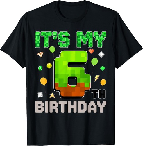 It's My 6th Birthday Gaming Pixel Gamer Party T-Shirt