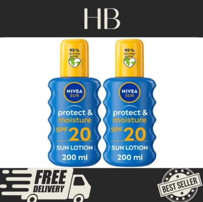 2x NIVEA SUN Protect & Moisture Spray Solar FPS 20 200 ml