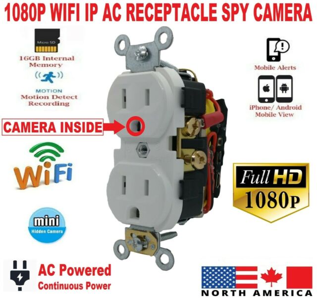 HD WIFI 1080P IP Nanny Camera Standard Working AC Outlet Receptacle Module!