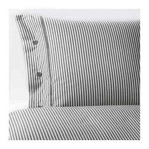 Ikea Nyponros King Duvet Comforter Cover Set Gray Stripe