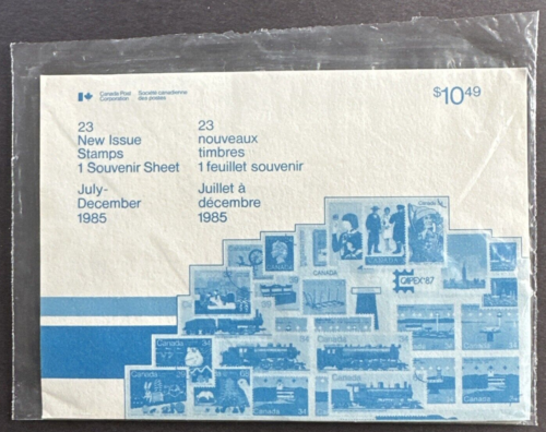 CANADA 1985 lot scellé de 23 timbres neufs (juillet-décembre), 1 feuille souvenir neuf dans son emballage d'origine - Photo 1/2