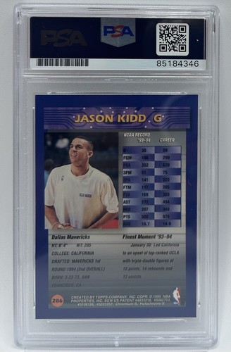 JASON KIDD 1994/95 FINEST RC ROOKIE SIGNED AUTOGRAPH HOF 18 PSA DNA AUTO - Picture 2 of 2