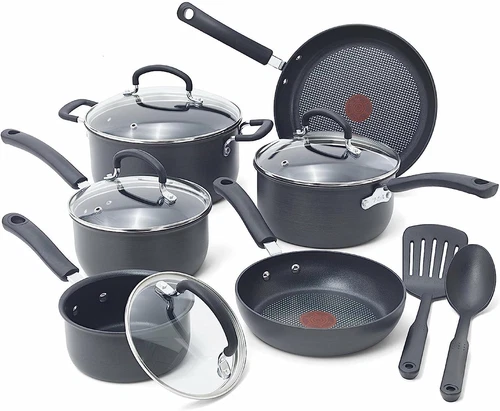 12-Pc Hard Anodized Nonstick Cookware Set, Oven Safe 400F, Dishwasher Safe