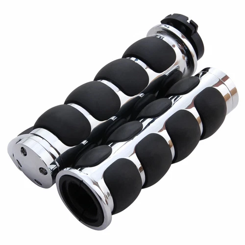 Motorcycle Handlebar Hand Grips 1" 25mm For Harley Honda Yamaha Suzuki Cruiser - Picture 7 of 12