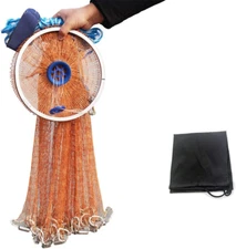 Red de pesca fundida con marco de aluminio, malla de 0,8 pulgadas, diámetro de 7