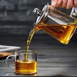 Clear Glass Teapot Jug With Infuser Coffee Tea Leaf Herbal Pot Heat Resistant