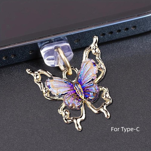 Glitter Butterfly Phone Dust Plug Accessories Decoration Hanging Pendant - Zdjęcie 6 z 24