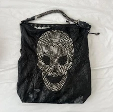 Thomas Wylde black studded leather skull hobo bag - good condition