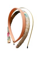 Set Of Three Headbands Wire Metal Floral Peach Yellow 3