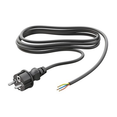 Schukostecker Typ F mit Außenkabel, 2m, schwarz , 3 x 0,75 mm²