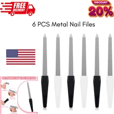6Pcs Diamond Deb Nail File Metal Nail File with Sharp Pointed Tip, Stainless