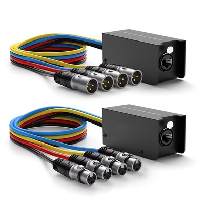 4 Channel 3-Pin XLR Snake Multi Network Snake Receiver to Single Ethercon Cab...