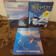 3 David Attenborough HC/DJ Books TRIALS OF LIFE Living Planet THE FIRST EDEN VGC