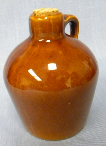 Vintage Little Brown Jug Glazed Ceramic with handle and cork stopper