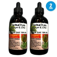 Jamaican Mango Lime 100 Natural Black Castor Oil 4oz Peppermint Pack of 2 New
