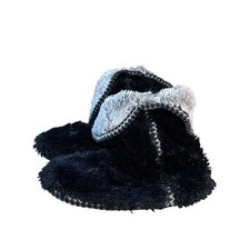 Dearfoams Womens Slipper Boots Black Fuzzy Faux Fur Medium 7-8