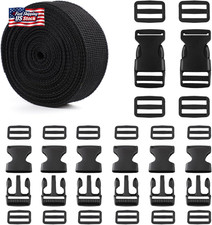 Strap and Buckles Kit - 18 Ft Nylon Webbing 1 Inch Wide, 8 Pack Quick Release Bu