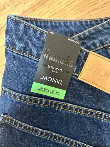 Monki Low Waist Baggy Cargo Jeans Indigo Blue W29 RRP £50 BNWT UK 10 - Picture 4 of 7