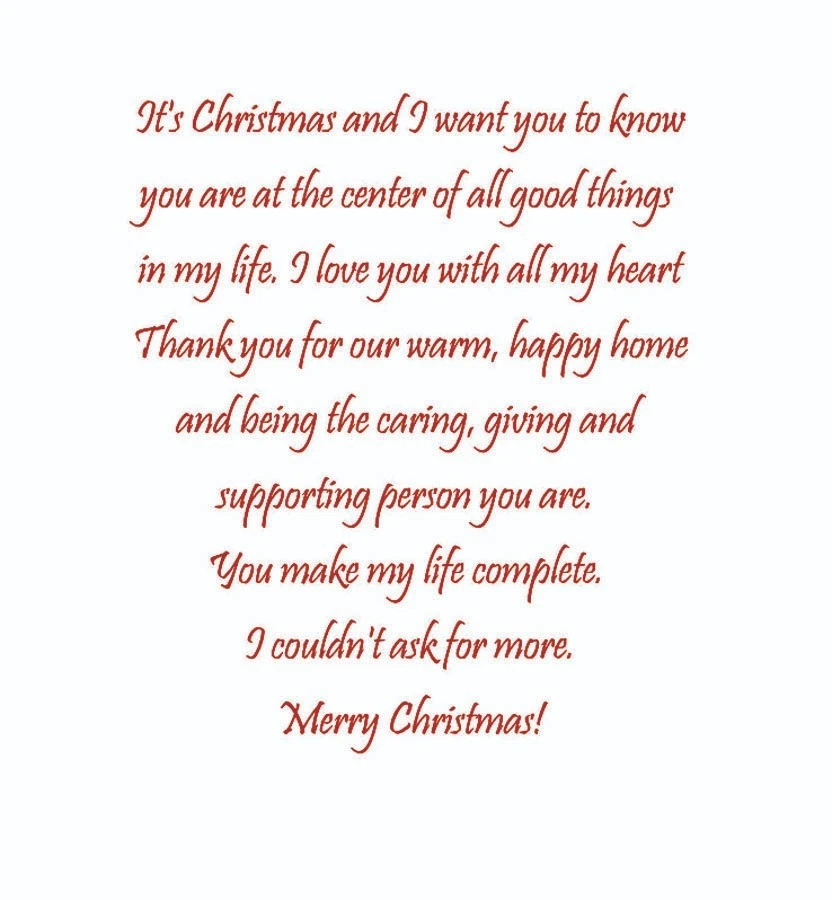 Tarjeta de Navidad personalizada para una esposa con cinta y encaje tiene verso dentro Foto 2 de 4