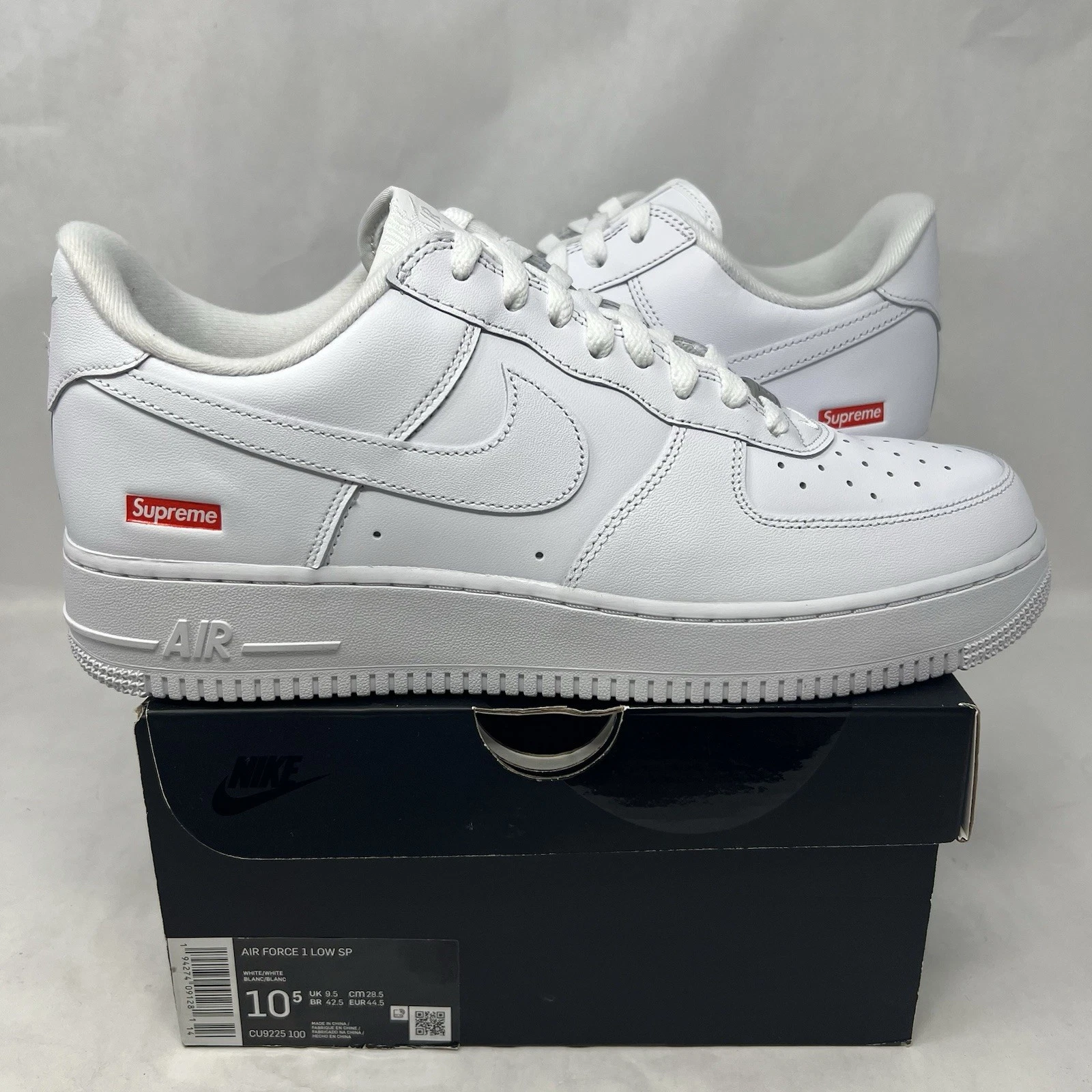 Nike Air Force 1 Low Supreme Blanc Taille 10,5 CU9225 100 