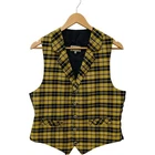 Ronnie Hek Men's Waistcoat Medium Yellow Tartan Pattern Formal Wedding Preloved
