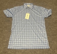 Collars  Co Men  s S Blue Plaid Dress Collar Polo Shirt Wicking 4Way Stretch NWT