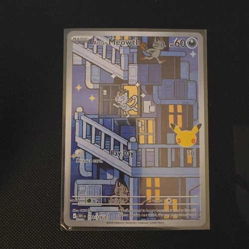 Alolan Meowth 139/128 - Illustration Rare - 30th Celebration - Pokemon TCG NM