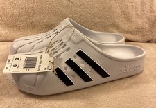 Image of NEW ADIDAS MENS ADILETTE CLOGS SLIP ON SLIDES ~ SIZE US 8 #FY8970 WHITE/BLACK