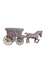 Vintage Cast Iron Horse Drawn Milk Cart