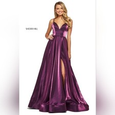 Sherri Hill Purple Satin Gown