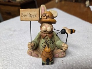 Blossom Bucket Suzi Rabbit “Bee Happy” Resin Figurine Easter