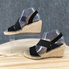 Adrienne Vittadini Sandals Womens 7 M Crete Espadrille Black Slip On Wedge Heels