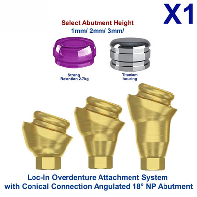 1x Set Abut ment Angulated 18° Conical Loc-In Attachment NP Strong Cap
