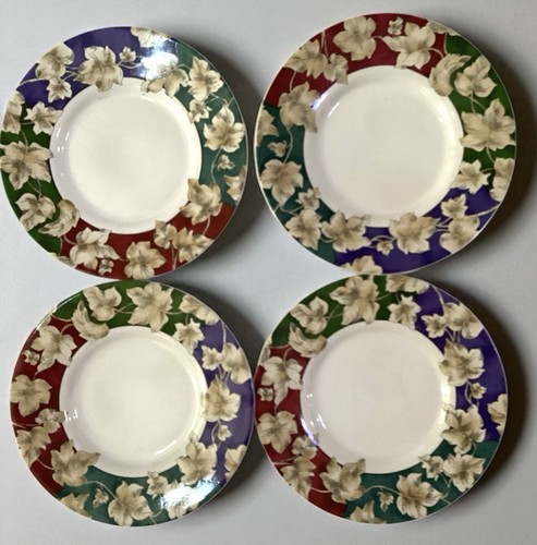 90's International Tableworks Nature Study Floral Dessert Tea Saucers Set 4 - Picture 6 of 6