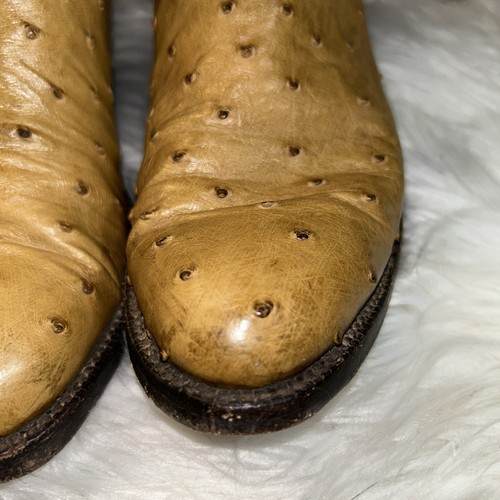 Bota Lucchese Classics Pluma Avestruz Etiqueta Azul Incrustación Misión Hombres 6.5 Mujeres 8.5 - Imagen 9 de 17