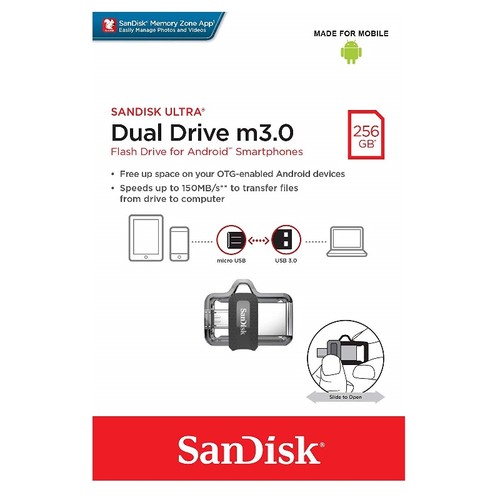 SanDisk 16GB 32GB 64GB 128GB 256GB micro USB 3.0 M3.0 OTG Flash Drive Android - Photo 9/9