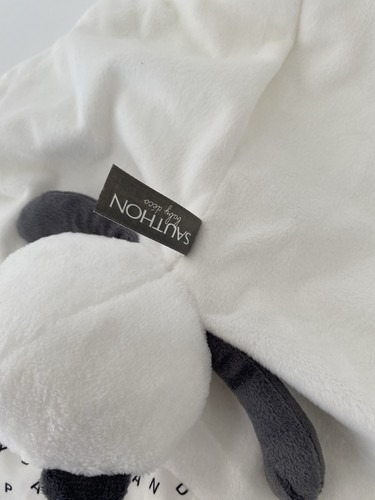 4927🌟Doudou Plat Mouchoir Ours Panda SAUTHON Blanc Noir Dentition - Photo 4/4