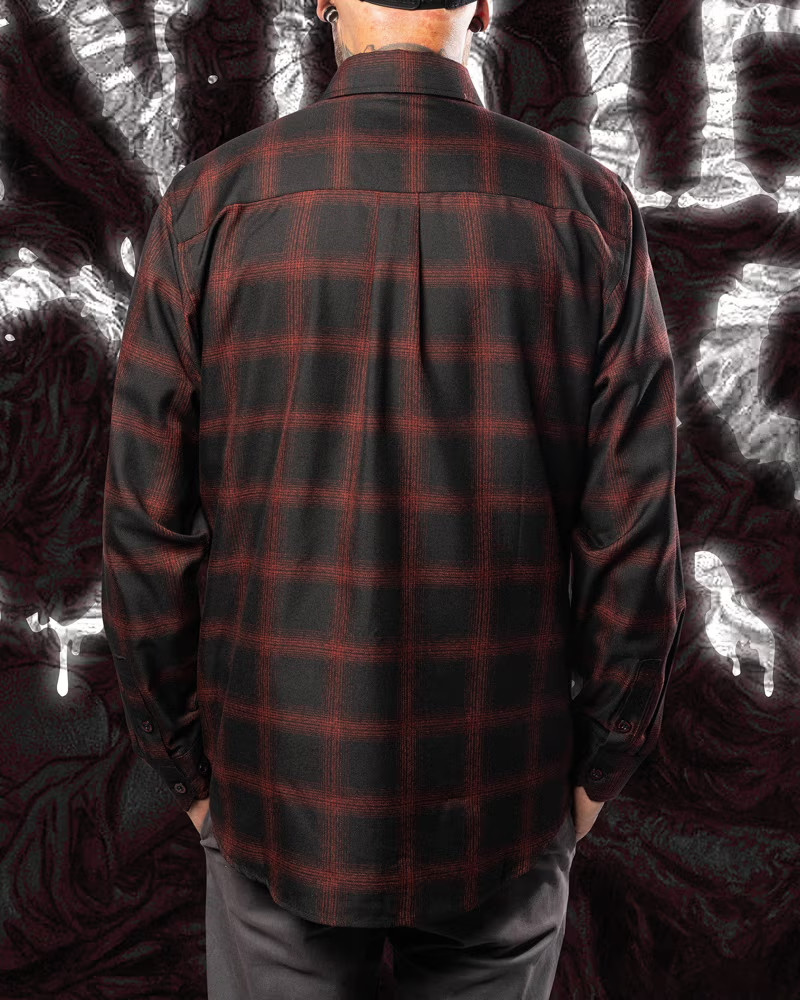 DIXXON Flannel "Cannibal Corpse" Men's LARGE Band Snap Button Plaid Shirt