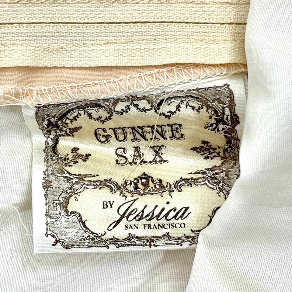 Vestido Gunne Sax Pradera Talla 7 Maxi Melocotón Cottage Boho Gauzy Semi Transparente Forrado Años 70 Foto 3 de 4