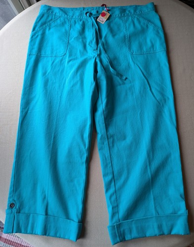 Ruby Rd. Turquoise Women's Capri Pants Sz 14 Drawstring Stretch Cotton Spandex - Picture 3 of 11