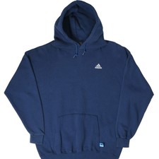 Vintage adidas Navy Blue Hoodie Sweatshirt 1990s Size Large