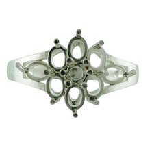 925 Sterling Silver 3mm Round Semi Mount Cluster Ring For Wedding Ring