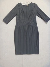 VF Show Dress Womens Size XL 14 Dark Blue Pinstriped Knit Career Classy