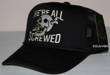 WE'RE ALL SCREWED Skull Hat Black Cap FIELD GRADE Snapback MESH Foam Trucker *5Q