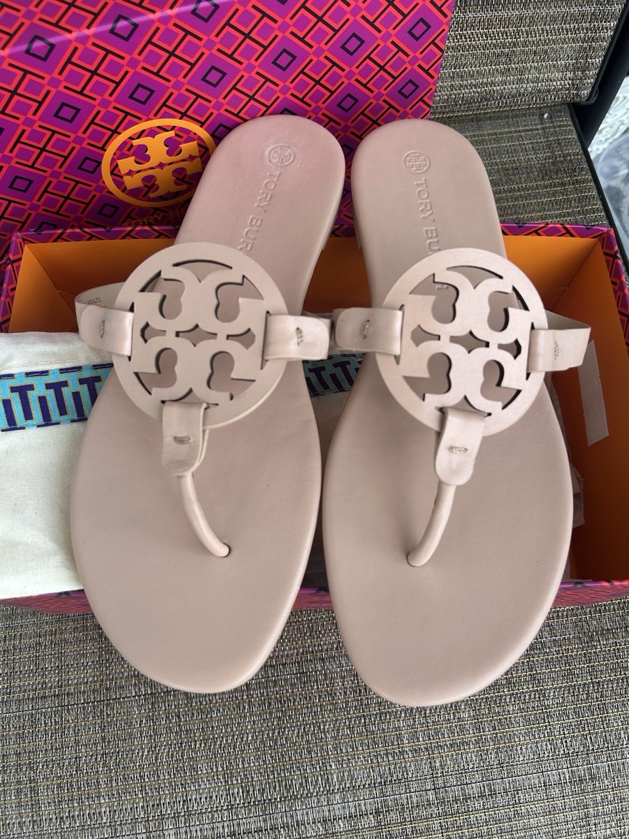 $228 TORY BURCH size 9.5 Soft Calf Leather Miller Sandals