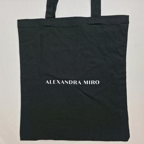 Alexandra Miro Black Logo Tote Bag Cotton Shopper Shoulder Bag 14"x16" - Picture 4 of 5