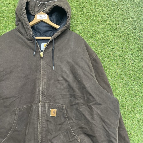 Vintage Carhartt Jacket Mens 3XL J130 MDT Quilted Hooded Jacket Brown Workwear - Picture 3 of 10