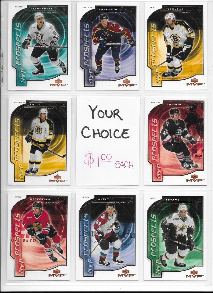 2000-01 Upper Deck MVP Prospects rookie cards - YOU PICK